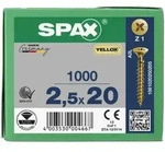 SPAX Senkkopf Kreuzschlitz Z - Vollgewinde YELLOX A2L PZ1 - 2,5x20 - 1000 Stk