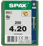 SPAX Senkkopf Kreuzschlitz Z - Vollgewinde YELLOX A2L PZ2 - 4x20 - 200 Stk