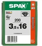 SPAX Senkmultikopf T-STAR PLUS T20 Vollgewinde schwarz verzinkt - 200 Stk - 3,5 x 16