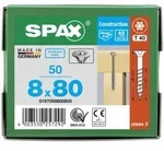 SPAX Universalschraube Senkkopf T-STAR plus Edelstahl rostfrei A2 8x80 Teilgewinde 50