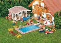 Faller H0 (1:87) 180542 - Swimming-Pool und Gartenhaus Modellbahn