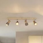 Lindby Strahler Filiz, 4-flammig, 77 cm, Holz, Beton, E14