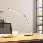 Lucande LED-Schreibtischleuchte Nicano, grau, Metall, dim.