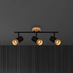 Deckenspot Plek GU10 schwarz/Holz dreiflammig