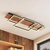 Lucande LED-Deckenleuchte Chariska, 95cm, schwarz, Holz, CCT