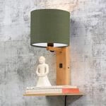 GOOD & MOJO Andes Wandlampe mit Ablage, gr&uuml;n/natur