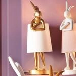 KARE Tischleuchte Animal Rabbit, gold/wei&szlig;, H&ouml;he 50 cm