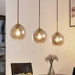 Lindby H&auml;ngeleuchte Hiwana, rauchgrau, Glas, 3-flammig