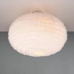 Deckenleuchte Furry, &Oslash; 50 cm, sandfarben, Synthetik-Pl&uuml;sch