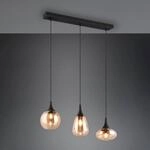 H&auml;ngeleuchte Lumina, 3-flammig, schwarz/amber, Glas