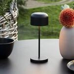 LED-Akku-Tischlampe Lille, H&ouml;he 20 cm, schwarz, IP54, USB