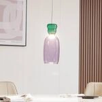 Lucande LED-H&auml;ngelampe Fay, lila/dunkelgr&uuml;n, Glas, &Oslash; 15 cm