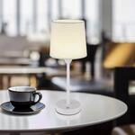 LED-Akku-Tischlampe Lunki, wei&szlig;, H&ouml;he 35 cm, Stoff, CCT