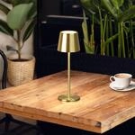 LED-Akku-Tischlampe Roxi, messingfarben, Metall, IP54 Dimmer