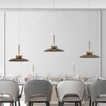 LED-H&auml;ngelampe PURE Moon, bronce, Amberglas (dunkel), 3-flg.