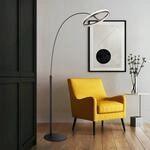LED-Stehlampe Della, H&ouml;he 190 cm, schwarz/dunkelgrau, Metall
