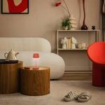 LED-Akku-Tischlampe Brilo unplugged Riffle, 20 cm, orange