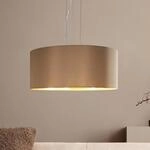 Pendelleuchte Maserlo rund, taupe-gold