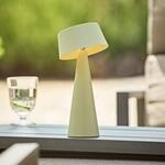 LED-Akku-Tischleuchte Solino, gr&uuml;n, Solar/USB, 26 cm, IP44