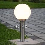 Lindby Sockellampe Vedran, 45 cm, Edelstahl, Sensor
