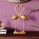 KARE Deko-Figur Flamingo Love, goldfarben, H&ouml;he 39 cm