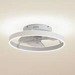 Lindby LED-Deckenventilator Momitu, wei&szlig;, Aluminium, &Oslash; 50 cm