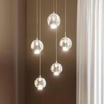 Lucande LED-Pendellampe Hayley, &Oslash; 30 cm, 5-flg., chrom, Glas