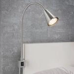 LED-Wandlampe Tuso, nickel, Bettmontage, Metall