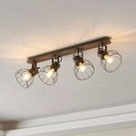 Deckenlampe Sambatello, vierflammig, braun/silber