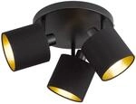 Deckenstrahler Tommy, schwarz/gold, &Oslash; 25 cm, 3-flg., Stoff