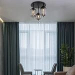 Deckenlampe Blacky, schwarz/rauchgrau, &Oslash; 46 cm, Glas, 3-flg.