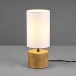 Tischleuchte Woody, Holz/Textil, Zylinder, wei&szlig;