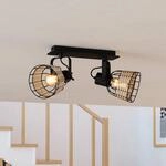 Deckenspot Anwick 1 Stahl/Rattan, zweiflammig