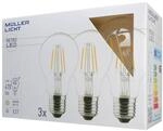 LED-Lampe E27 4W 2.700K Filament 3erSet, 470lm