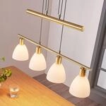 Lindby H&auml;ngelampe Simeon, messingfarben, Glas, 73 cm, E14