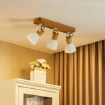 Lindby Deckenspot Merela, wei&szlig;, 45 cm, 3-flammig, Holz, E14