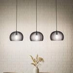 Lindby Pendellampe Jusra, 99cm, 3-flg., schwarz, Metall, E27
