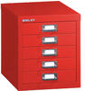 Schubladenschrank »MultiDrawer« A4, einbahnig, 5 Schübe rot, Bisley, 27.9x32.5x38