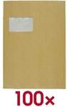 BONG Pappr&uuml;ckwandtaschen DIN C4 mit Fenster 100 St&uuml;ck braun, 22.9x32.4 cm