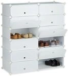 relaxdays Schuhschrank mit 12 F&auml;chern 108 x 94 x 37 cm wei&szlig;