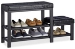 relaxdays Schuhbank mit Hocker schwarz schwarz, 90.5 cm