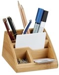 relaxdays Schreibtisch Organizer Bambus mit 5 F&auml;chern braun, 12.7x8.7x15.5 cm