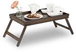 relaxdays Betttablett Bambus dunkelbraun braun