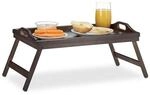 relaxdays Klappbares Bett-Tablett braun, 50x6.5x30 cm