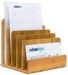 relaxdays Dokumentenhalter Bambus stehend natur braun, 24.5x23x20.5 cm