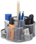 relaxdays Stifthalter 7 Ablagen Metall silber, 17.5x11x16.5 cm