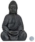 relaxdays Gartenfigur Buddha 50 cm anthrazit grau