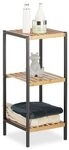 relaxdays Quadratisches Regal - Bambus / Stahl braun, 30x70x30 cm
