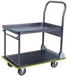 Pavo Transportwagen 150 kg Traglast 2 Ebenen mit Schiebegriff grau, 83x47 cm