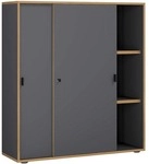 VCM Schiebet&uuml;renschrank &raquo;Salia&laquo; 3 OH breit grau, 100x110x32 cm